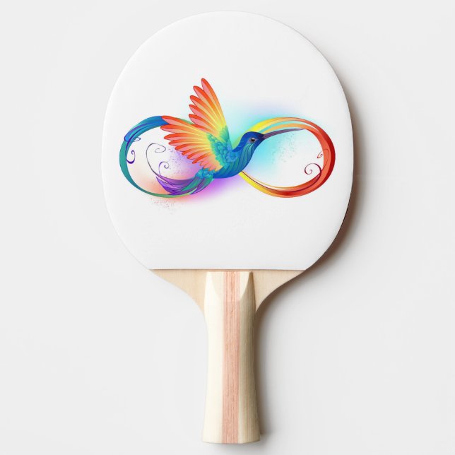 Pala De Ping Pong Colibrí arcoiris con símbolo Infinity (Anverso)