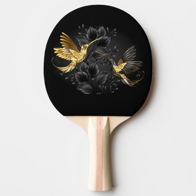 Pala De Ping Pong Colibrí negro y dorado (Anverso)