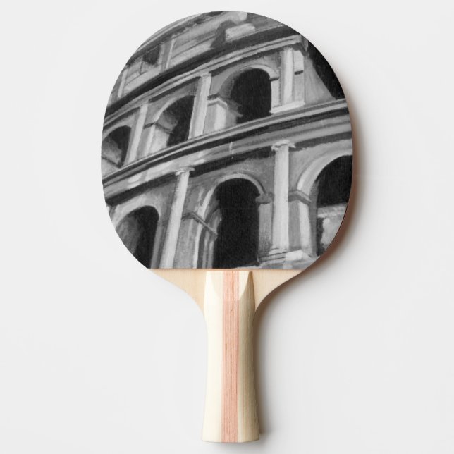 Pala De Ping Pong Coliseo romano con dibujos arquitectónicos (Anverso)