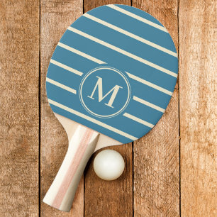 Pala De Ping Pong Color Aqua Profundo con Rayas de Monograma