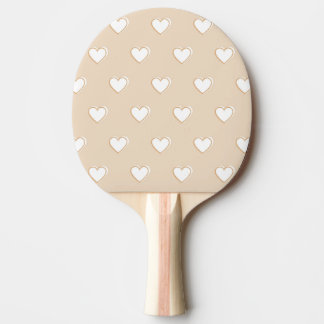 Pala De Ping Pong Color beige blanco rosado lindo patrón de corazón 