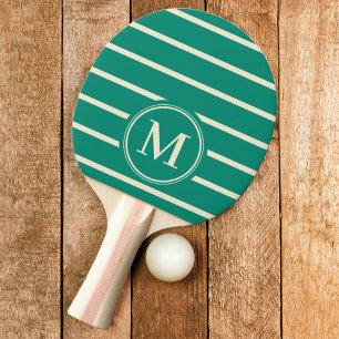 Pala De Ping Pong Color Brisa de Playa Aqua con Rayas Monograma
