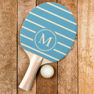 Pala De Ping Pong Color cielo acuático con rayas de monograma