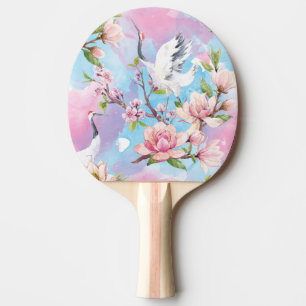 Pala De Ping Pong Color de agua de la grúa roja Motif japonés