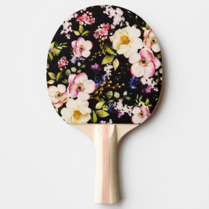 Pala De Ping Pong Color de agua rosa Rozas amarillas fondo negro