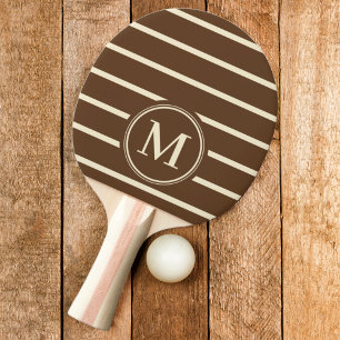 Pala De Ping Pong Color marrón bosque profundo con rayas monograma