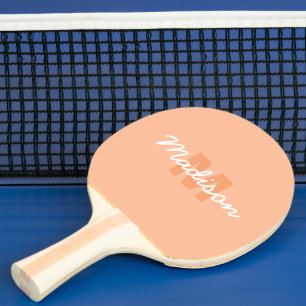 Pala De Ping Pong Color melocotón pastel genial con nombre de monogr