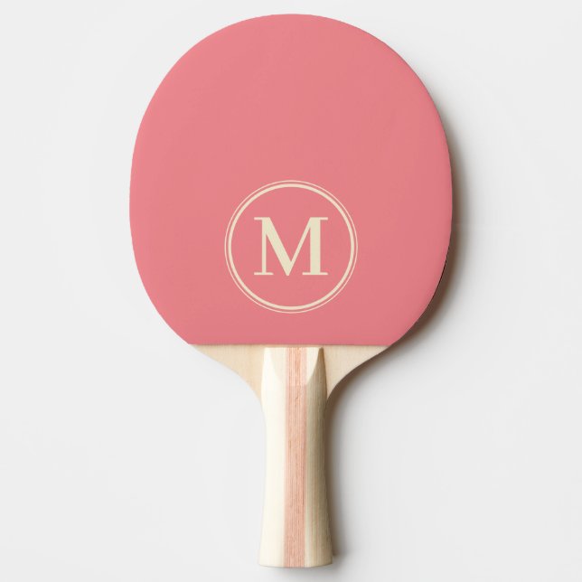 Pala De Ping Pong Color Melocotón Sólido Monograma  (Anverso)