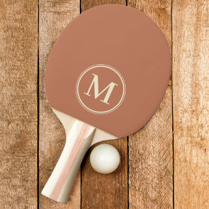 Pala De Ping Pong Color Rosa Pálido Sólido Monograma