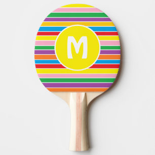 Pala De Ping Pong Colores brillantes arcoíris rayado monograma