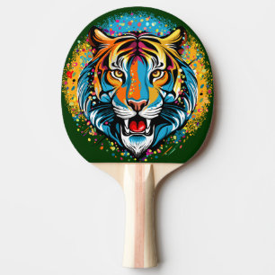 Pala De Ping Pong Colores de arcoíris de cabeza de tigre pintan manc