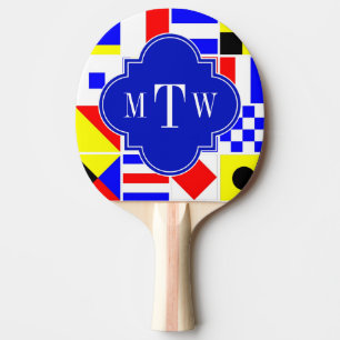 Pala De Ping Pong Colorful Nautical Signal Flags Royal 3I Monogram