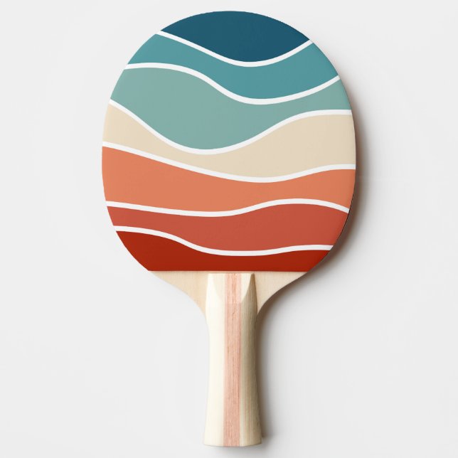 Pala De Ping Pong Coloridas olas de estilo retro (Anverso)