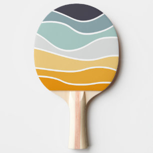 Pala De Ping Pong Coloridas olas de estilo retro en verano