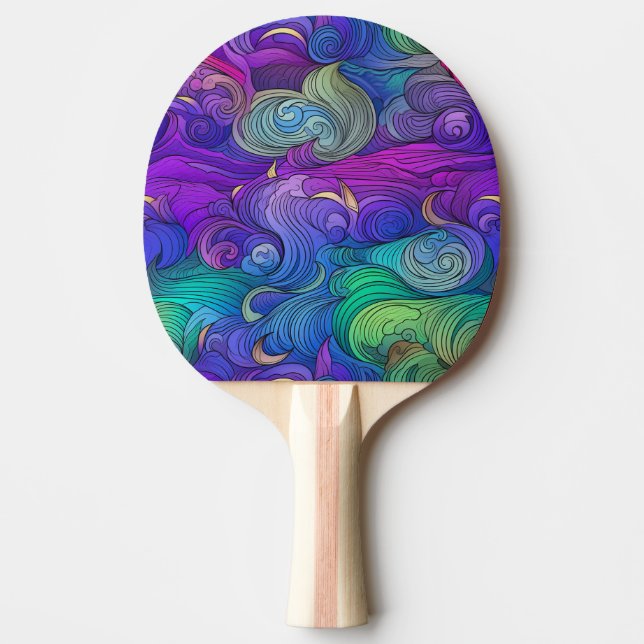 Pala De Ping Pong Coloridas Rosas Arcoiris (Anverso)