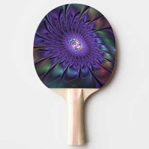 Pala De Ping Pong Colorido Moderno Abstracto Floral Fractal de Moda