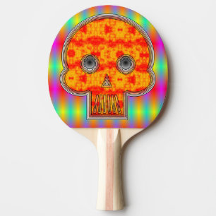 Pala De Ping Pong Colorido Robot Skull