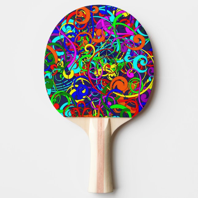 Pala De Ping Pong Coloridos rizos y muelles (Anverso)