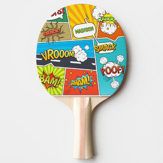Pala De Ping Pong Comics de nombres personalizados (Anverso)