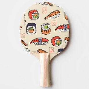 Pala De Ping Pong Comida de sushi, diseño de patrones impecable.