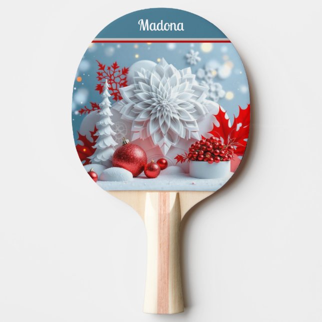 Pala De Ping Pong Composición de Flor de Invierno (Anverso)