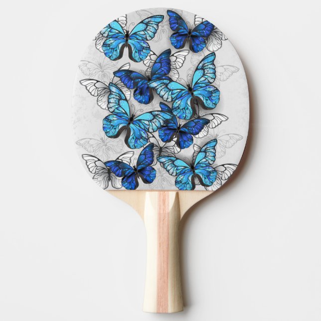 Pala De Ping Pong Composición de mariposas blancas y azules (Anverso)