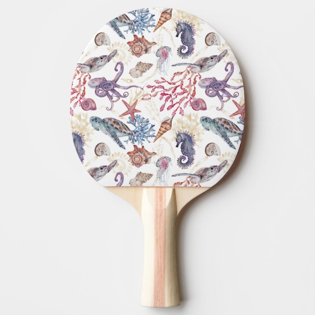 Pala De Ping Pong Composición Subacuática de Acuarela Serie Diseño 1 (Anverso)