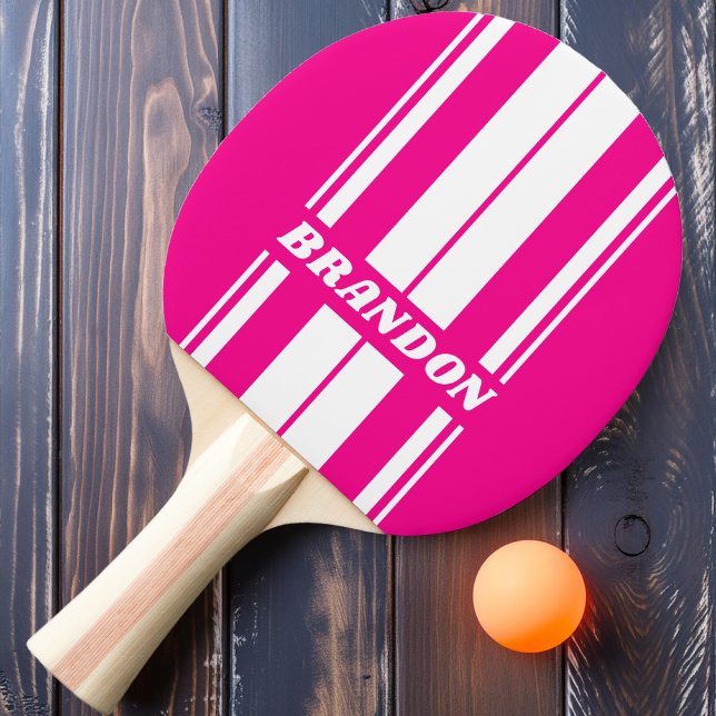 Pala de Ping Pong con Rayas de Piruleta Rosa Retro (Subido por el creador)