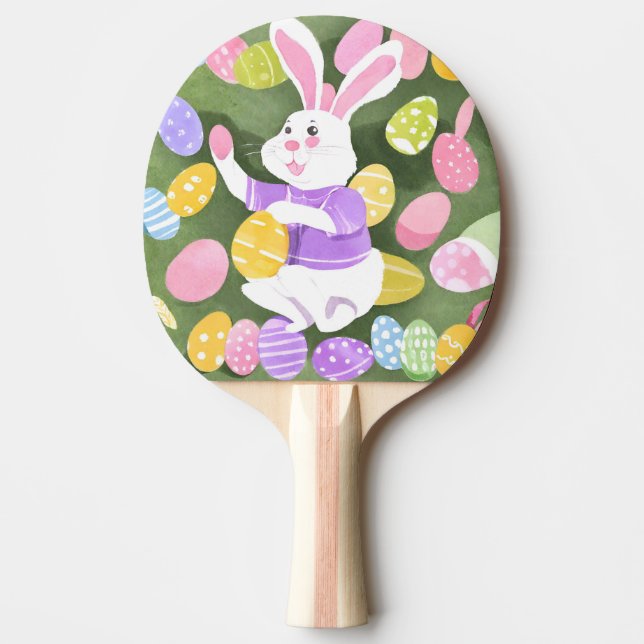 Pala De Ping Pong conejito con huevos de Pascua (Anverso)
