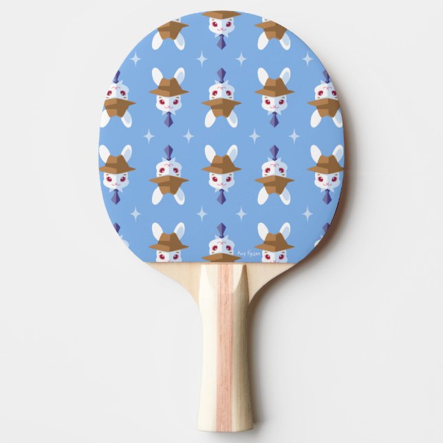 Pala De Ping Pong Conejo apuesto del blanco de Kawaii (Anverso)