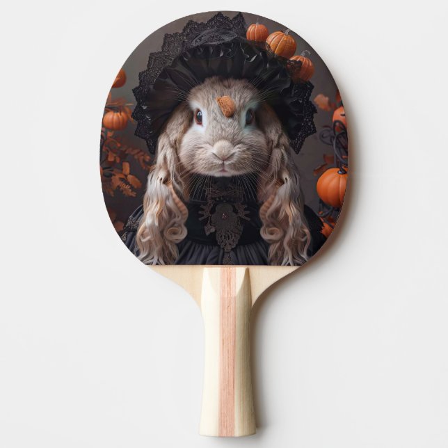 Pala De Ping Pong Conejo con traje medieval negro (Anverso)