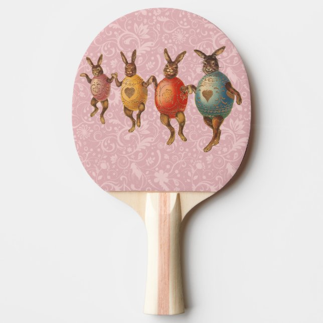 Pala De Ping Pong Conejo de Pascua Huevos Bailando (Anverso)