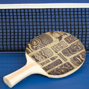 Pala De Ping Pong Conjunto Tiki Vintage Grunge Genial Personalizado