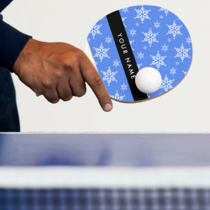 Pala De Ping Pong Copos de nieve blancos, azul, tu nombre, personali
