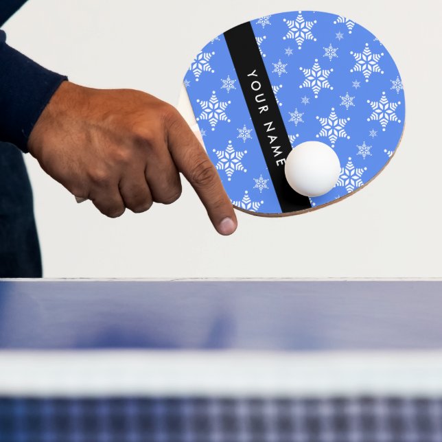 Pala De Ping Pong Copos de nieve blancos, azul, tu nombre, personali (in situ)