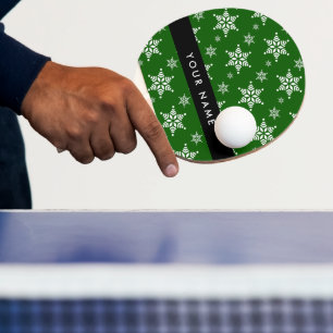 Pala De Ping Pong Copos de nieve blancos, verdes, tu nombre, persona
