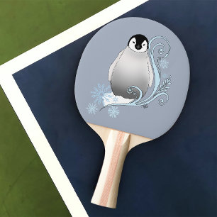 Pala De Ping Pong Copos de nieve de estilo Art Nouveau pingüino