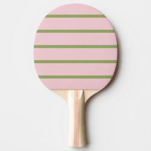 Pala De Ping Pong Coqueta Chic Preppy Rayas Verdes y Rosadas Pastel