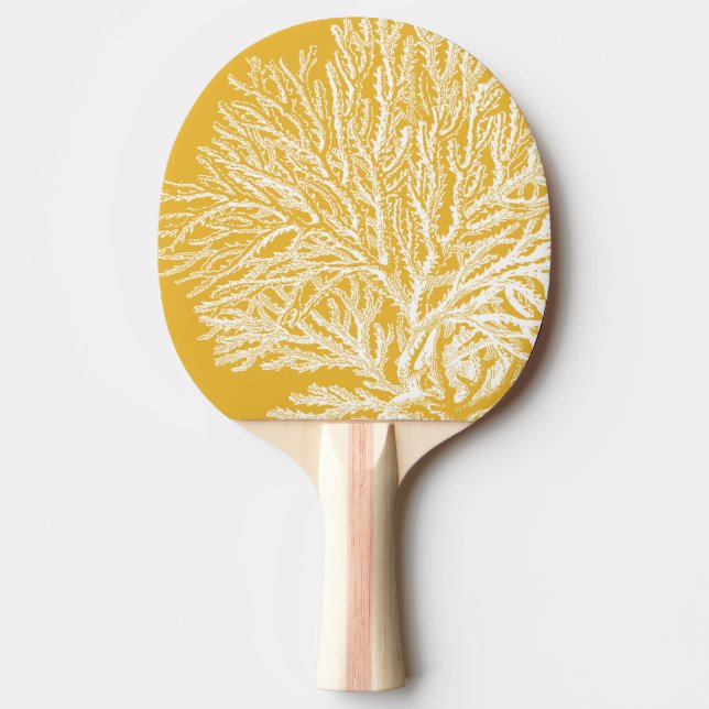 Pala De Ping Pong Coral amarillo y blanco (Anverso)