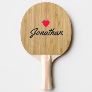 Pala De Ping Pong Corazón Antiguo de Bambú Oscuro Signature