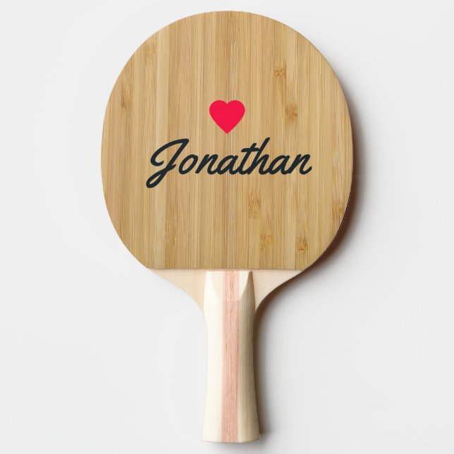 Pala De Ping Pong Corazón Antiguo de Bambú Oscuro Signature (Reverso)