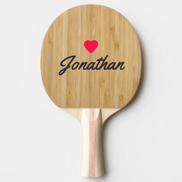 Pala De Ping Pong Corazón Antiguo de Bambú Oscuro Signature
