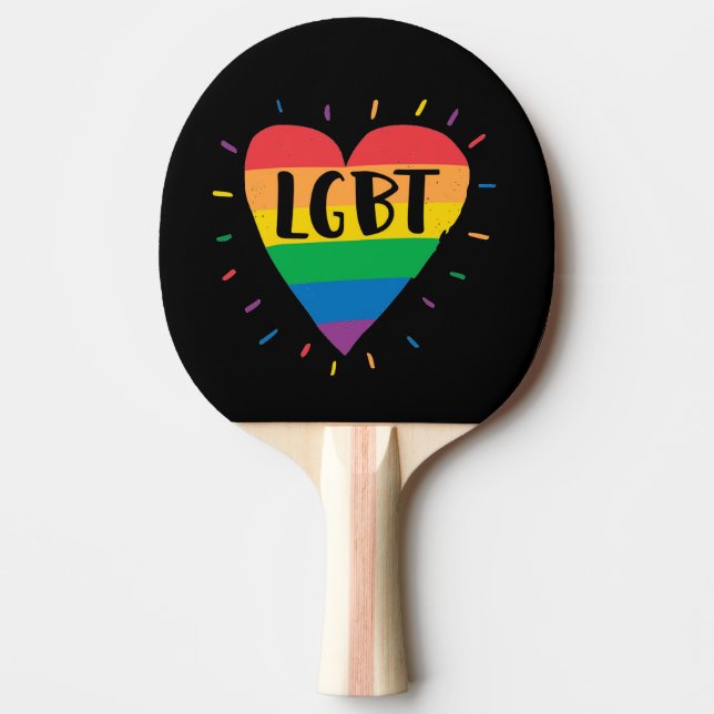 Pala De Ping Pong Corazón arcoiris LGBT (Anverso)