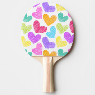 Pala De Ping Pong Corazón colorido lindo Pastel Valentine Patrón de