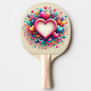 Pala De Ping Pong Corazón El día de San Valentín colorido