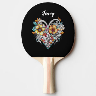 Pala De Ping Pong Corazón floral personalizado romántico