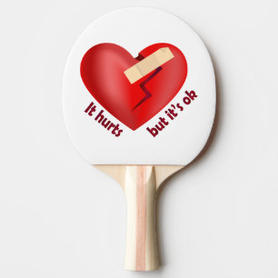 Pala De Ping Pong Corazón roto sanado con parche y cita de vida