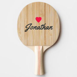 Pala De Ping Pong Corazón Vintage de Bambú Blanco Signature