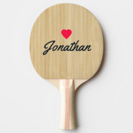 Pala De Ping Pong Corazón Vintage de Bambú Ligero Firma