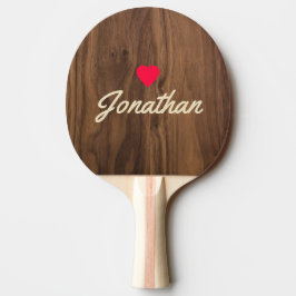 Pala De Ping Pong Corazón Vintage de Madera de Nogal Signature